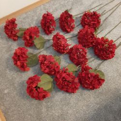 Dark Red Silk Hydrangeas 