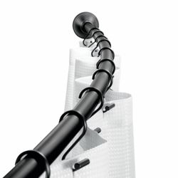 Brand New iDesign Curved Metal Shower Curtain Rod, Adjustable Customizable Curtain Rod for Bathtub, Stall, Closet, Doorway, 41-72 Inches, Matte Black,