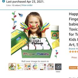 Happlee Washable Finger Paint for Kids babies Infant, Non-Toxic Finger Paints Set for Toddlers 12 Colors Kids Finger paints for Art, School Supplies
