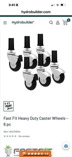 Fast Fit Heavy Duty Caster Wheels - 6 pc  