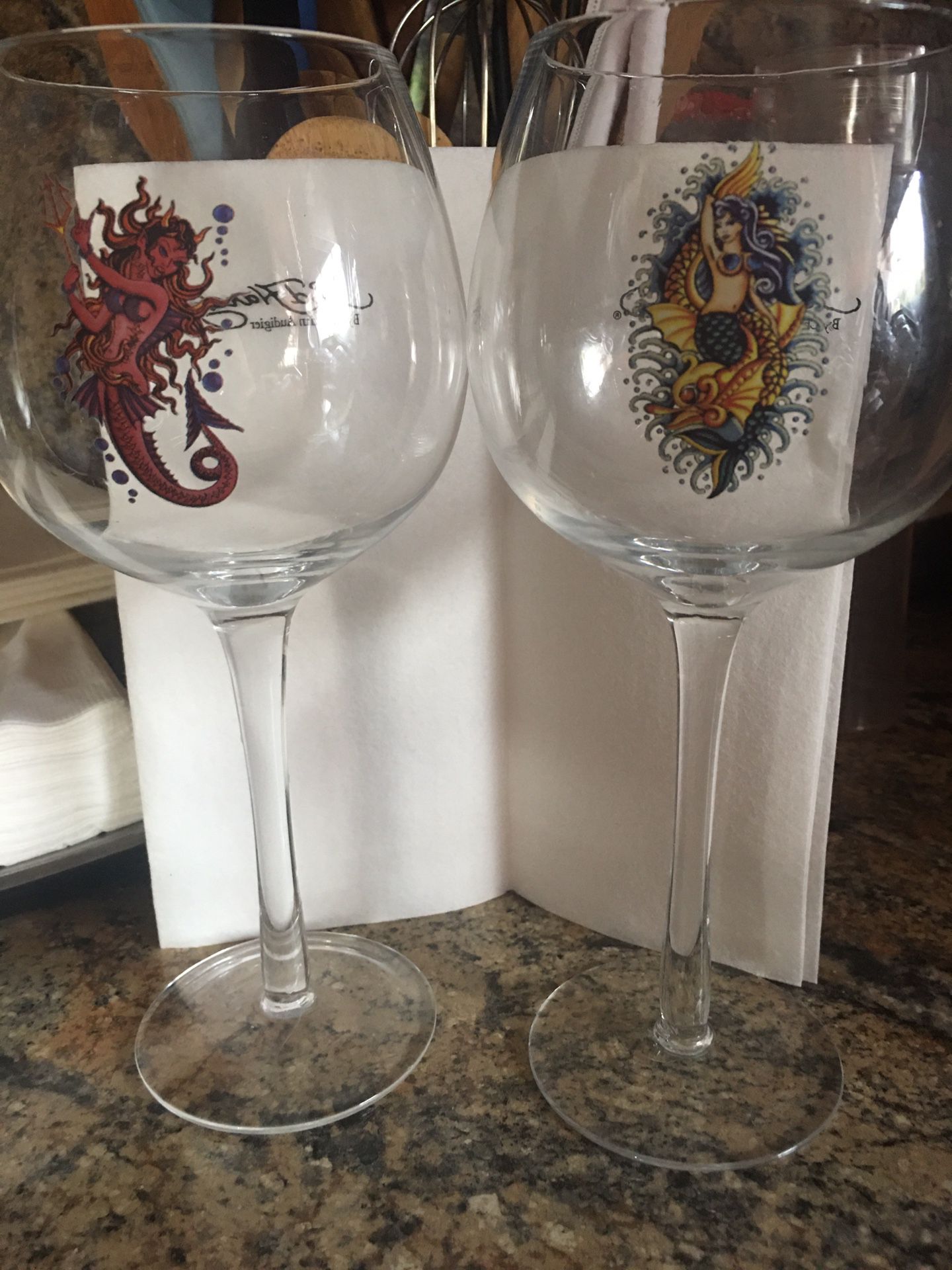 2 Collectible Ed Hardy by Christian Audigier glasses for wine