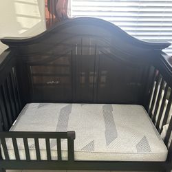 Crib/Bed  with Mattress for sale for baby to 5 years/Solid Wood/Dark Brown
