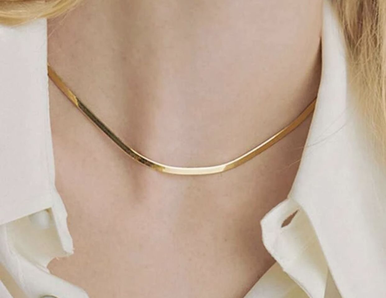 stainless steel flat snake bone chain choker 