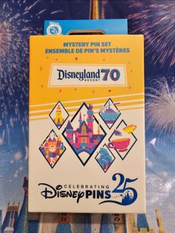 Disneyland 70th Anniversary Mystery Pin Blind Box 2 Pins Sealed Single Box New!