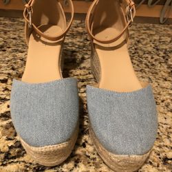 Nine West Denim Wedges Women Size 8 Shoes