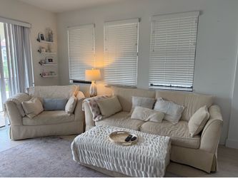Cream/ white Couches with Matching Otooman