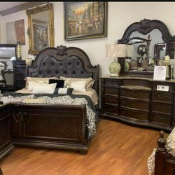Cavalier Brown Sleigh Bedroom Set /Free Delivery 3009