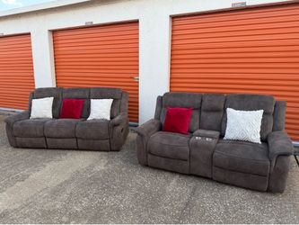 Set 2 piezas reclinable color café oscuro