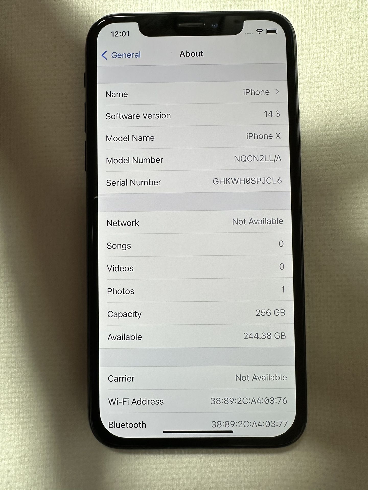 iPhone X 256GB Black Factory Unlocked (desbloqueado Para Cualquier
