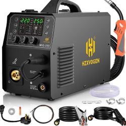 HZXVOGEN Aluminum Welder, 200A MIG Welder 110V/220V, 5 IN 1 Gas/Flux core MIG/Pulse/Lift TIG/Stick Welding Machine Synergy Aluminum Welder Machine Wit