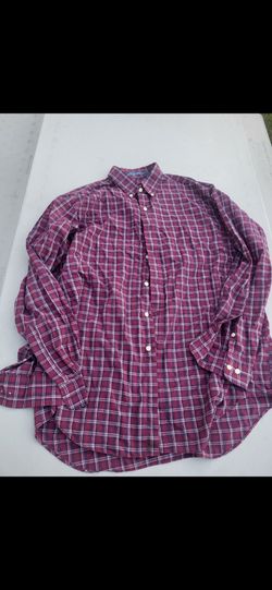 Men XL XT Extra Large Extra Tall Towncraft maroon plaid ls button up Lot 84