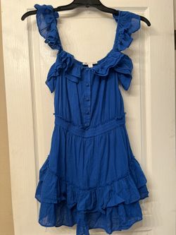 Blue Mini Dress w/ Ruffles & Built-in Shorts 