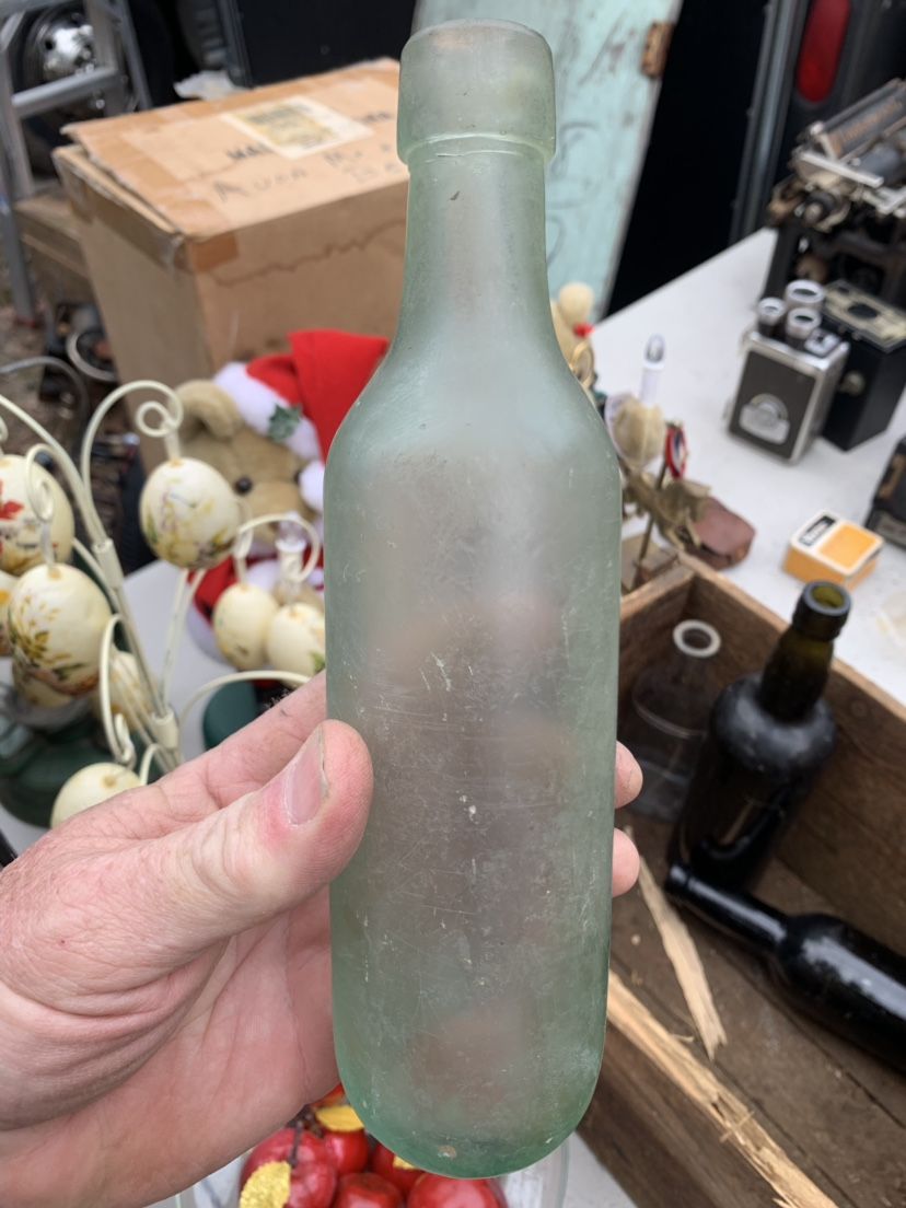 1800s Green Round Bottom Torpedo Bottle