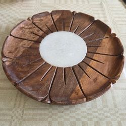 Anthropologie marble garden serving platter large kitchen kitchenware home decor decoration wood marble