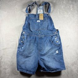 Levi's Vintage Style Denim Shortalls Shorts Overalls Women's XL Blue NWT #3132