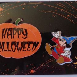Disney WDI Happy Halloween 2006 Sorcerer Mickey Mouse Greeting Card & Pin Set LE