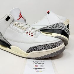USED 2023 NIKE AIR JORDAN RETRO 3 III REIMAGINED WHITE CEMENT SIZE 11