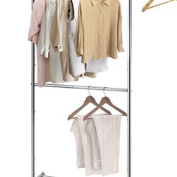 Portable Garment Rack Closet in White Metal