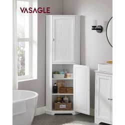 Bathroom  Tall Corner Cabinet with 2 Doors and 4 Adjustable Shelves