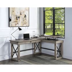 Rustic Farmhouse L Shaped desk With Lift