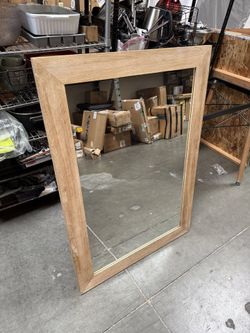 Large Natural Wood Framed Wall Mirror