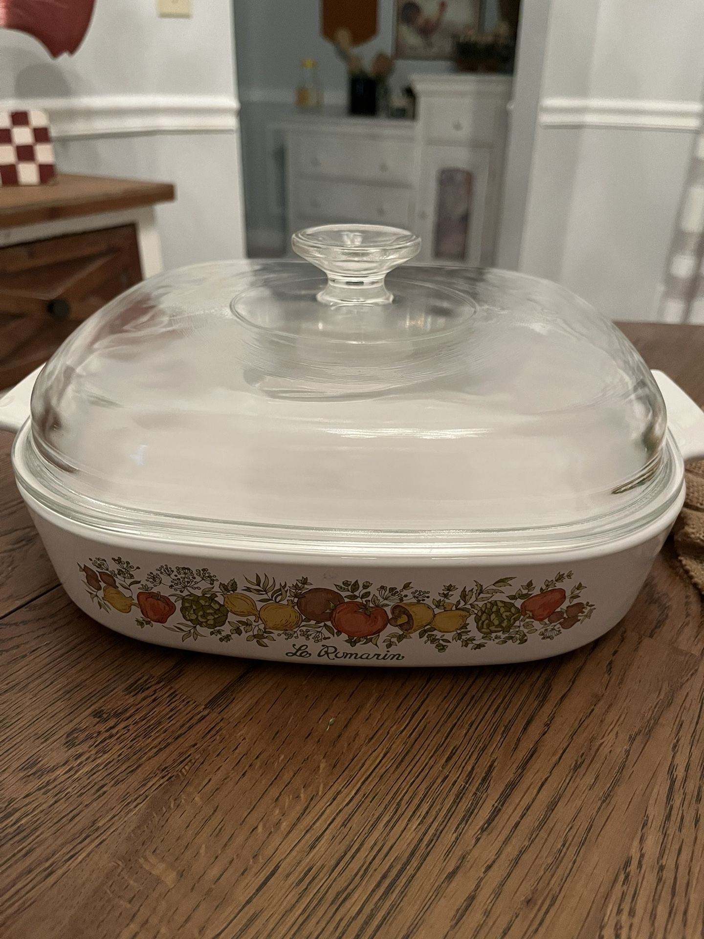 Corning Ware A-1-B 1-quart L'Echalote Spice of Life Corningware Bake Dish & Corning Ware Le Romarin, A-10-B, Casserole Dish w/ original glass Pyrex li