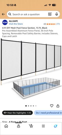 4-Ft DIY Mesh Fence Section, 15 Ft, Black