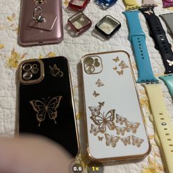 LOT OF 26 Cell phone Cases And I watch Bands. Size 
