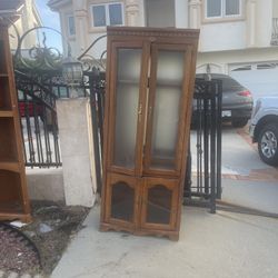 FREE Wooden Cabinet With Glass And Mirror And Corner Shelf