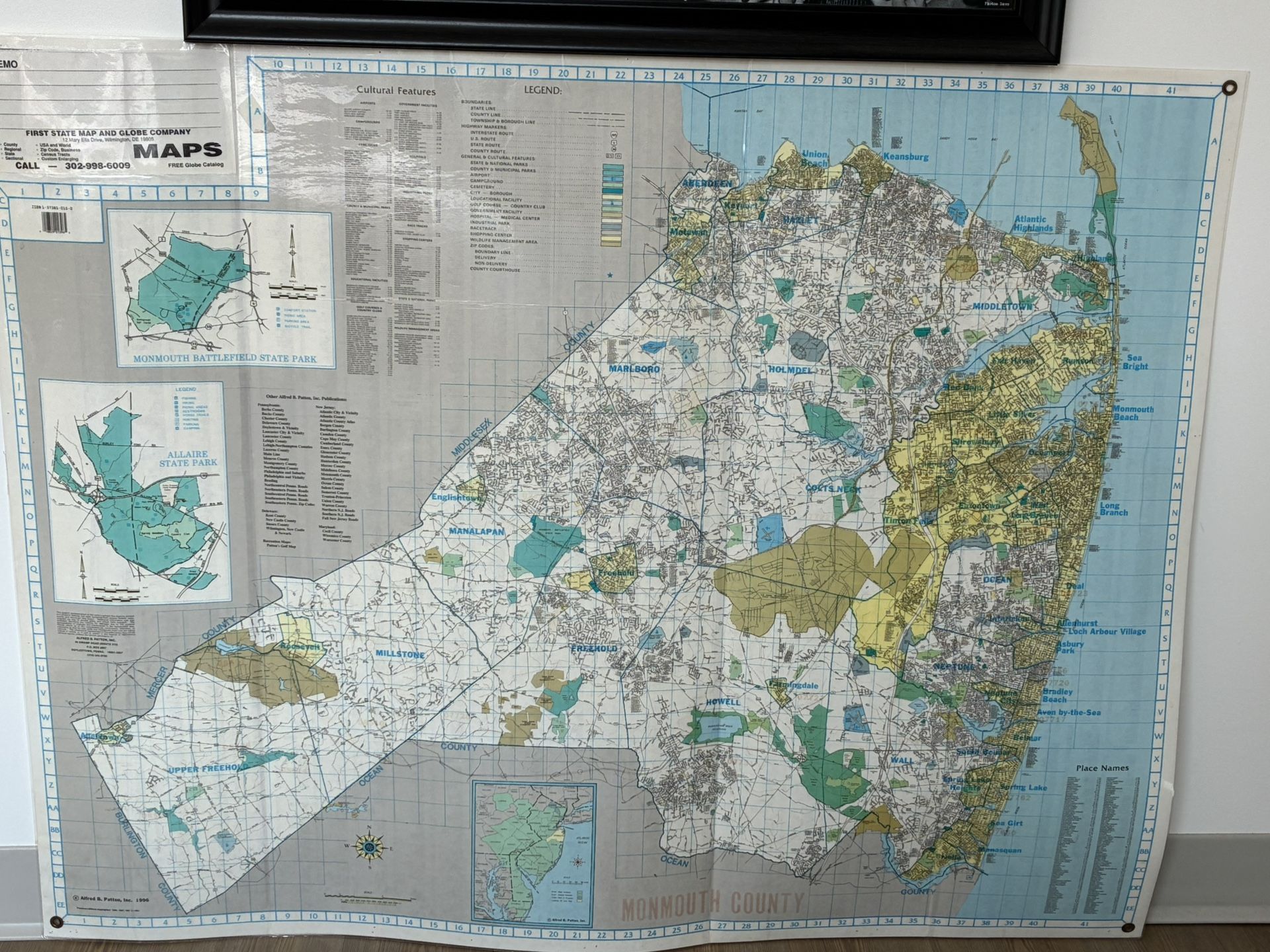 HUGE Monmouth County Map 1996