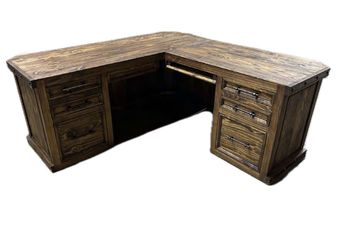 ESC07- Rustic L Shape Desk With Metal Oxford