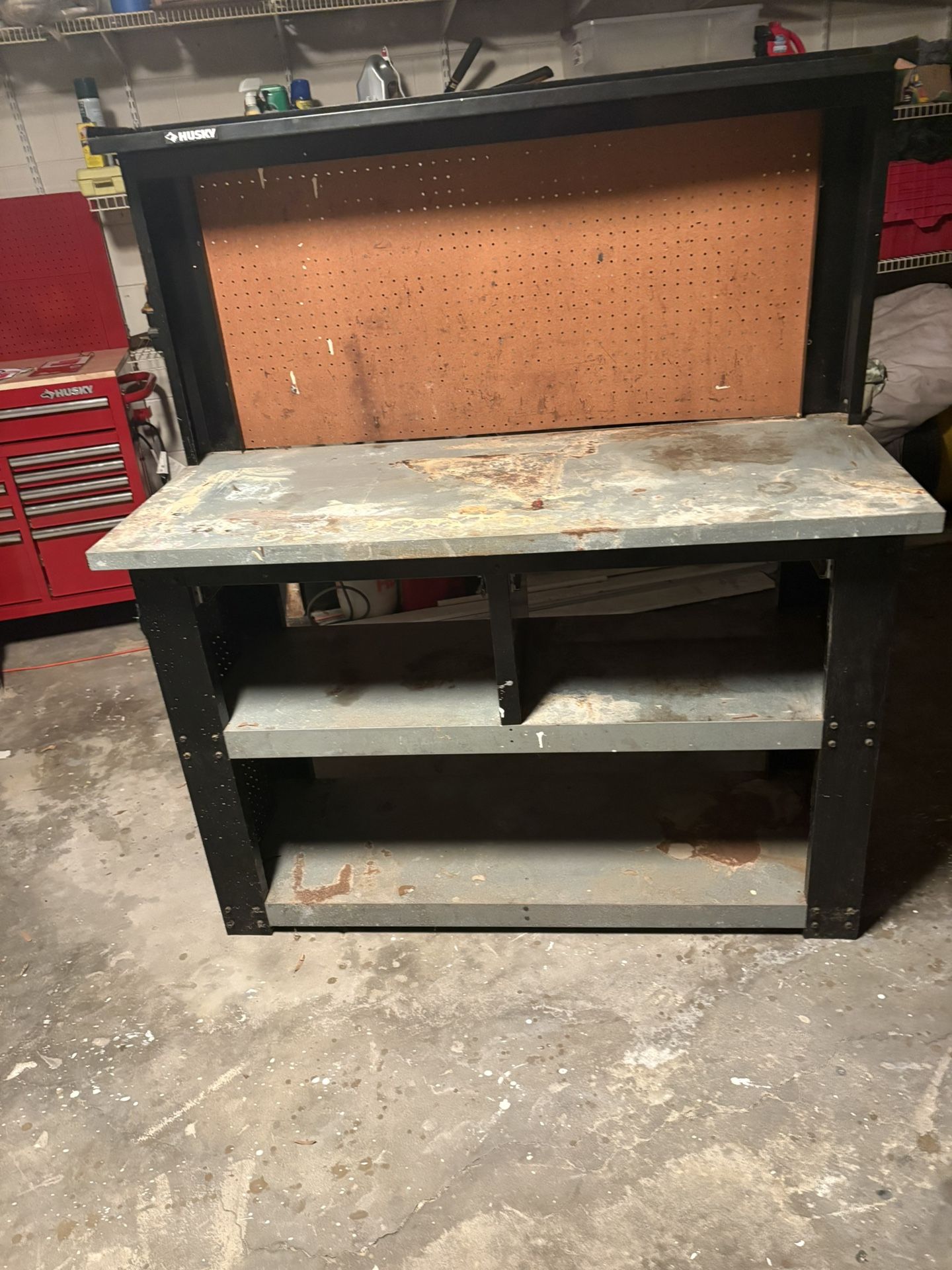 Work Bench W Pegboard and Toolbox