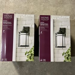 Set Of 2 - Black Modern Outdoor LED Wall Lantern Sconces, Outdoor Wall Lights