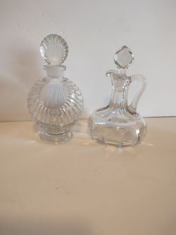 Vintage set of two glass decanters
