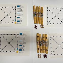 Lot of 4 Traditional Korean Yut Nori Board Games – Wooden Sticks, Tokens & Boards – Complete Sets