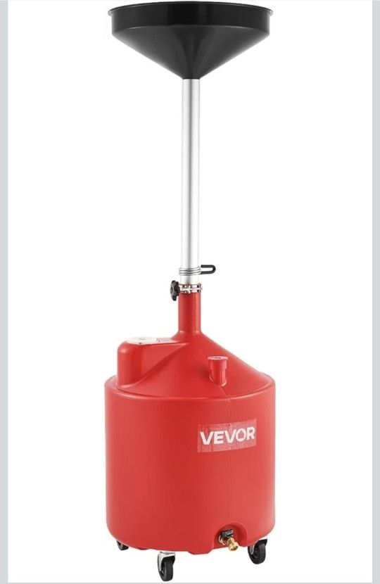18 Gallon Waste Oil Drain Tank, Industrial Fluid Drain Tank with Adjustable Funnel Height, Portable Oil Drainer with Wheels, Fluid Fuel Transfer Drain