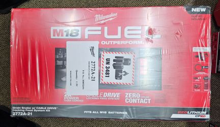 Milwaukee
M18 FUEL 18-Volt Lithium-Iron Cordless Plumbing Drain Snake Auger Kit with w/ CABLE DRIVE & 5/16 in. x 35 ft. Cable