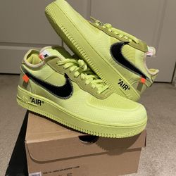 New Men’s Size 10 / Size 11 Nike Air Force 1 Low Off-White Volt AO4606-700