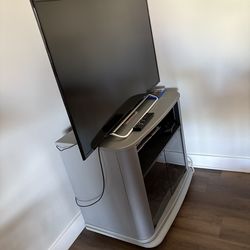 Gray TV Stand / Entertainment Unit – On Wheels, Compact