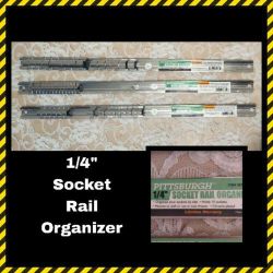LOT OF 3 NEW PITTSBURG 1/4" SOCKET RAIL ORGANIZERS 