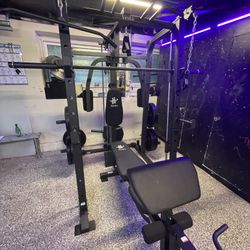 Vesta Fitness Smith Machine 1001 w/Bench Attachment | 245lb Cast Iron Olympic Weights | 7ft Olympic Bar | Fitness | Gym Equipment | FREE DELIVERY 🚚 