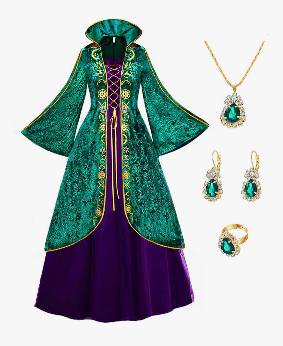 Adult Witch Cosplay Green Robe (Winfred Sanderson From Hocus Pocus)