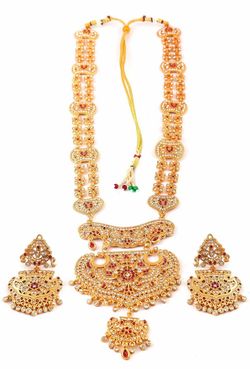 Gold-Tone Indian Bridal Necklace and Earring Set