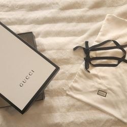 Empty GUCCI box, dust bag, and ribbon