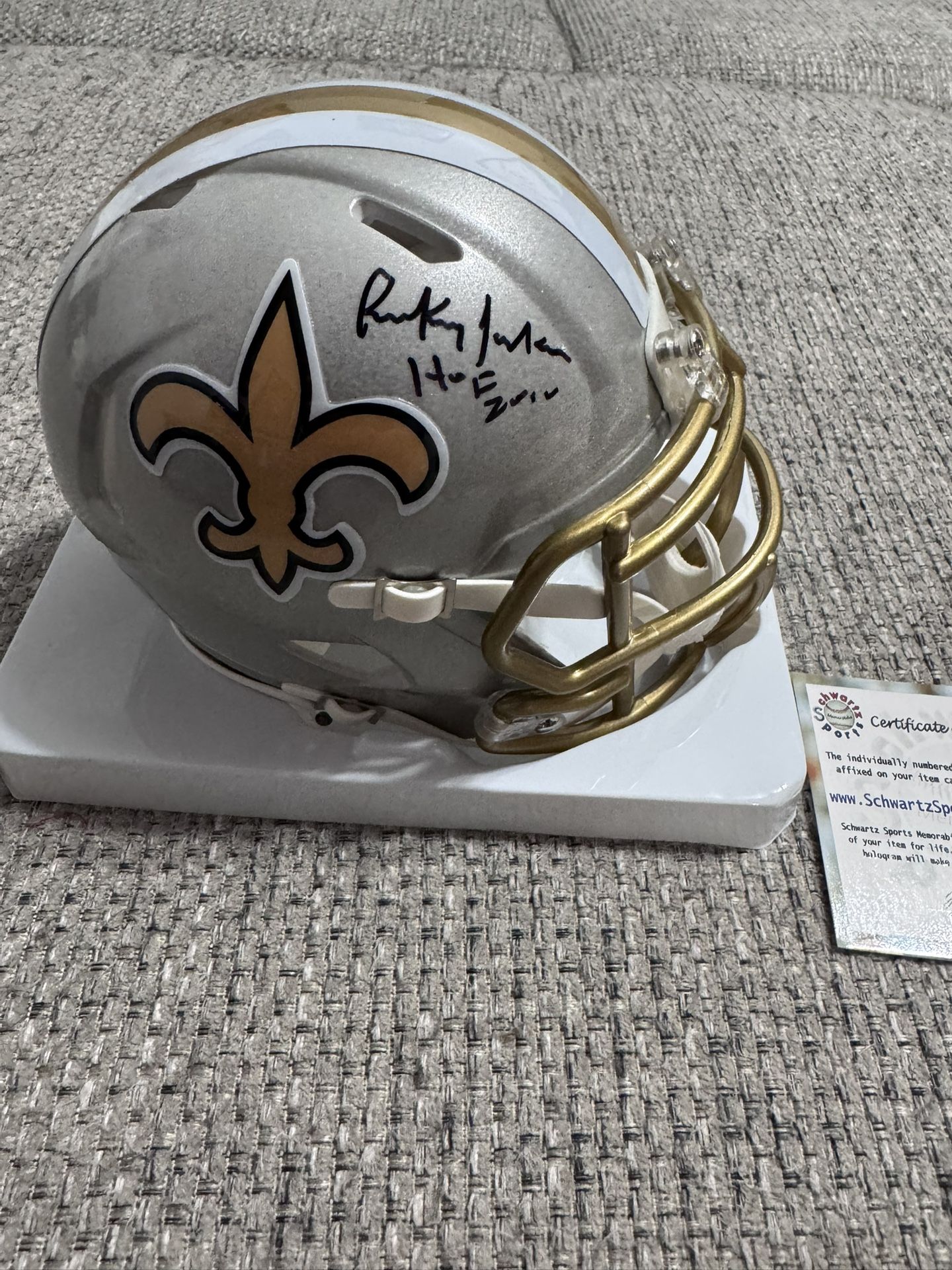 Ricky Jackson Signed Autograph New Orleans Saints Flash Mini Helmet - Schwartz Coa