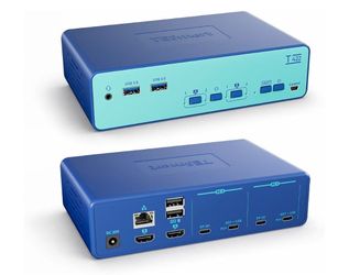 4K@60Hz MST USB-C KVM Switch 2 Laptops 2 Monitor 65W PD 1G Ethernet