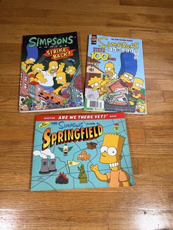 The Simpsons Matt Groening 3 Book Lot Strike Back Springfield Guide Comic #100