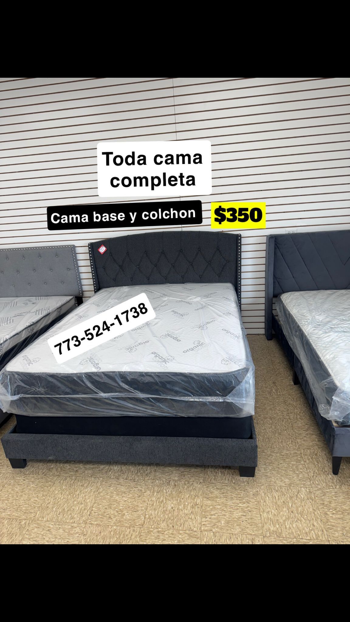 Queen Size Bed Headboard Frame Mattress And Box Spring All Included Brand New Furniture Yes We Deliver