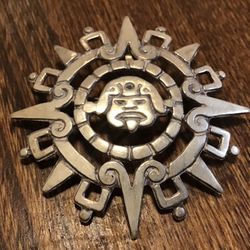 Sterling Aztec Calendar Pin/Pendant