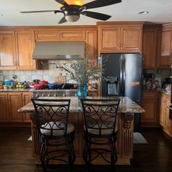SOLID MAPLE WOOD KITCHEN ISLAND WITH GRANITE SLAB From BRAZIL 